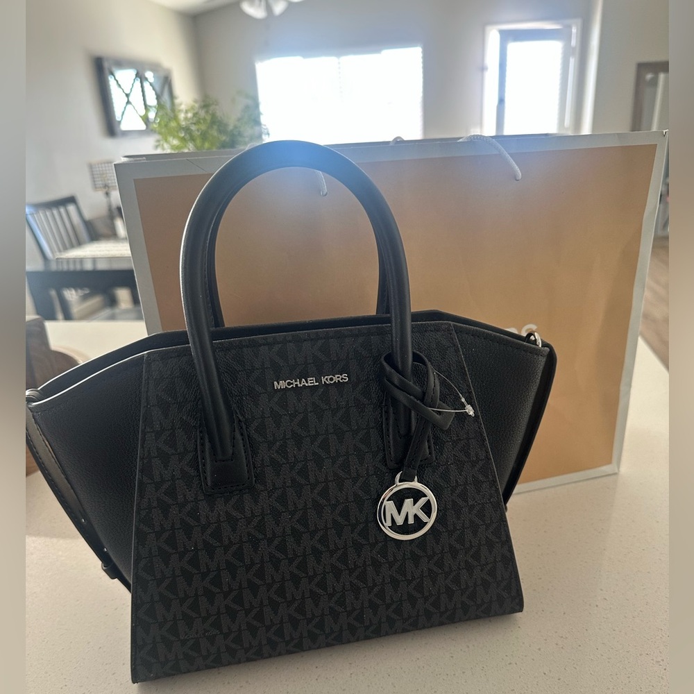 Michael Kors Black Monogram Satchel Avril New with tags bag included